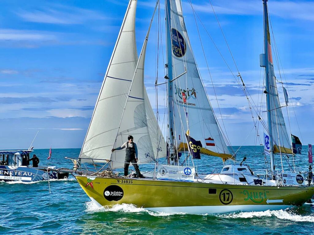 #GGR2022 Michael Guggenberger (44) / Austria / Biscay 36 - "NURI"arrived Les Sables d'Olonne, 3rd finisher in the GGR2022. Credit: GGR2022 / JJ & DD