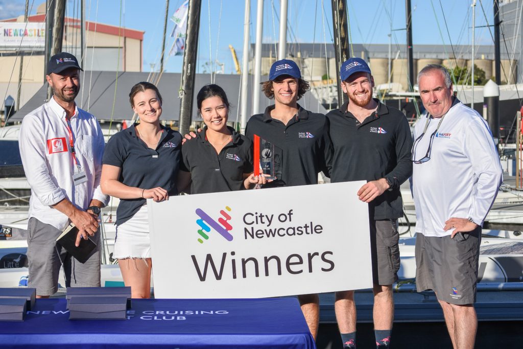 Last season's crowned champions - Sam King, Chloe Fisher, Alice Buchanan and Charlie Zeeman with SCL Director Mark Turnbull and NCYC General Manager Paul O'Rourke. 