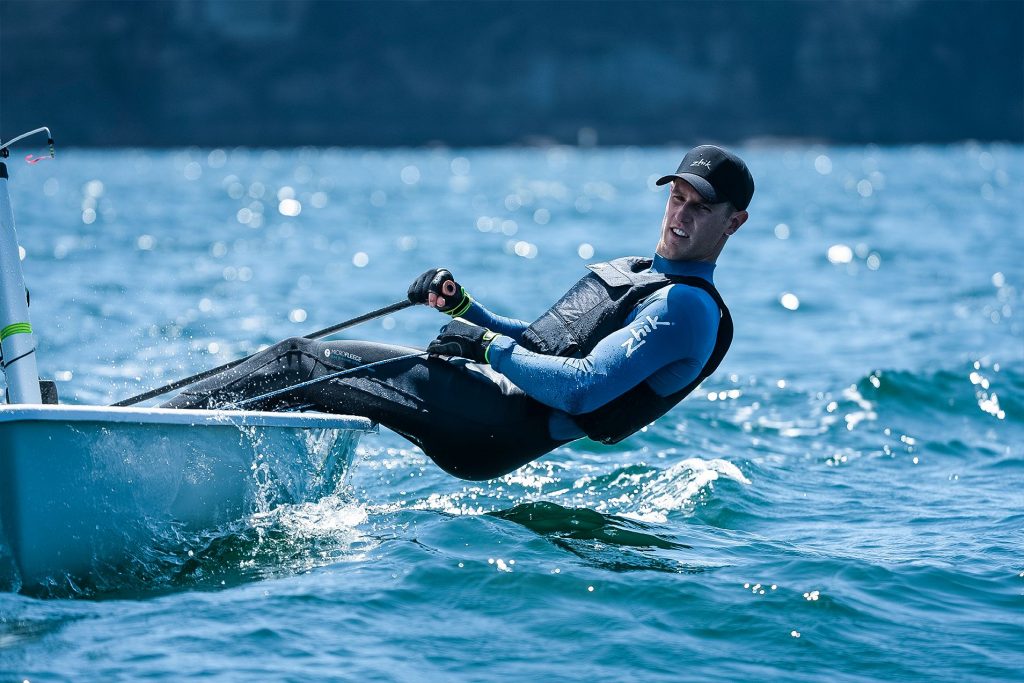 Laser sailor Matt Wearn hiking hard in Zhik gear