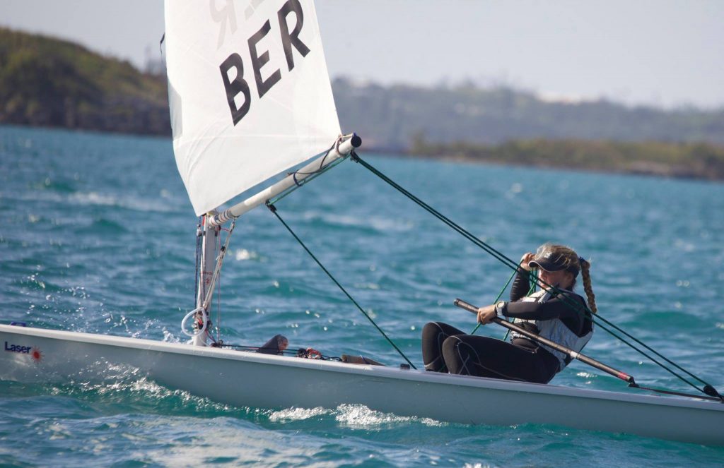 Cecilia Wollmann sailing her laser 