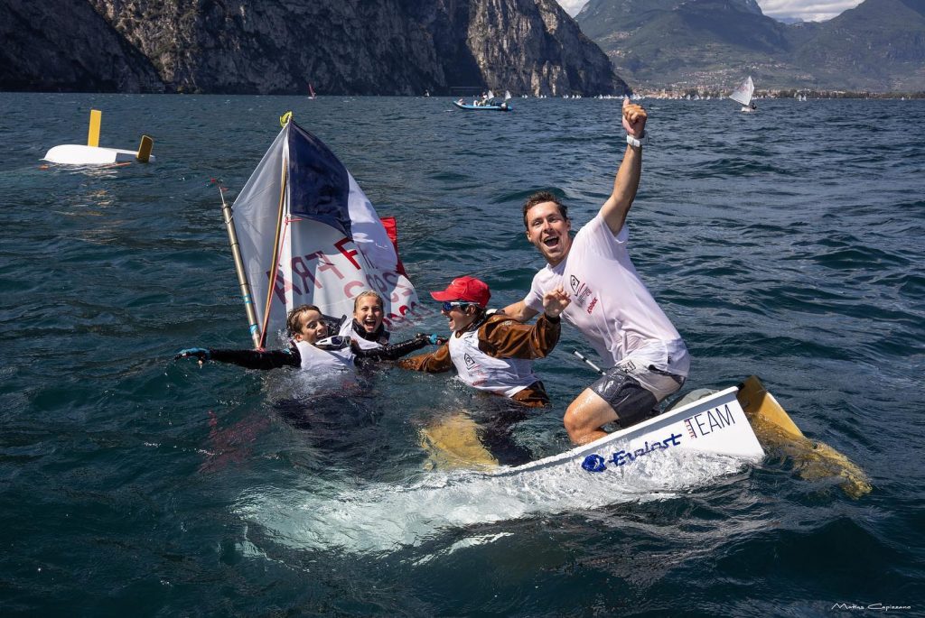 French sailors celebrating in the water