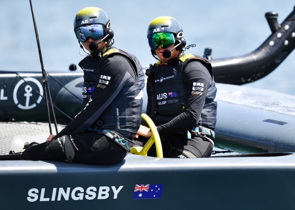 Tom Slingsby and crew member Kyle Langford racing at Plymouth in July. 