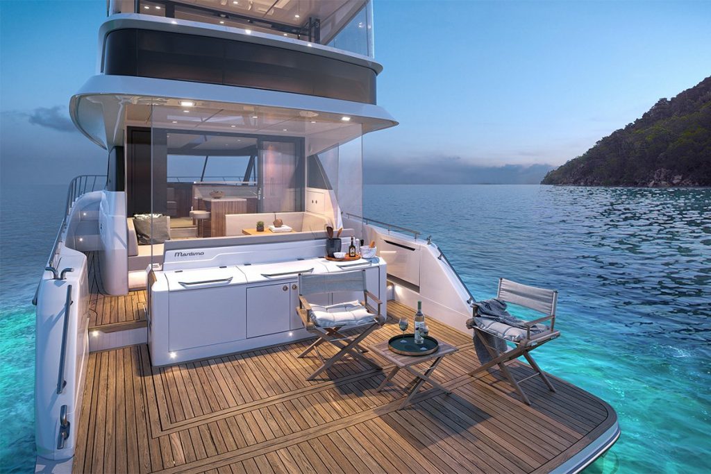 Back deck of maritimo motor boat