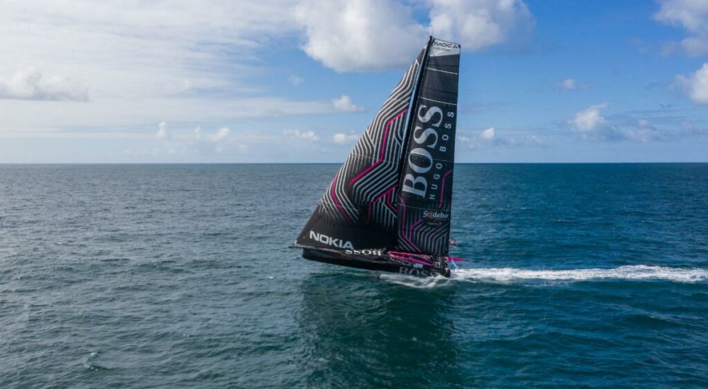 HUGO BOSS is one of 13 IMOCA 60s in the Rolex Fastnet Race