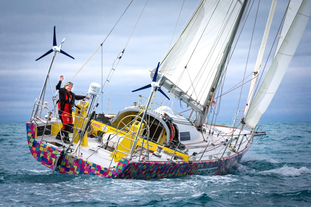 Lisa Blair sailing on Climate Action Now