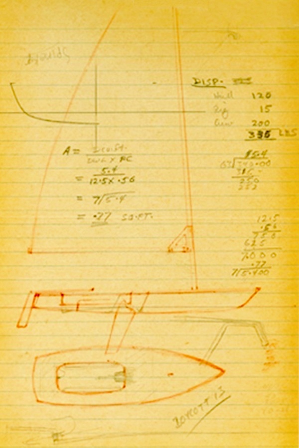 Bruce Kirby's original Laser design sketch. 