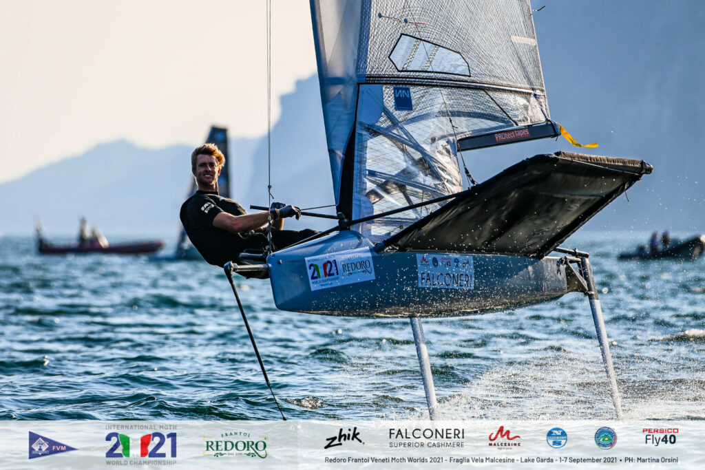 Will Ryan smiling while foiling upwind.