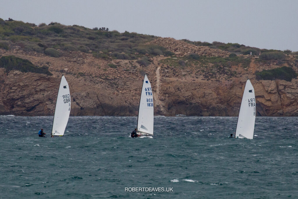 Three boats out training, can't see them all because of swell.