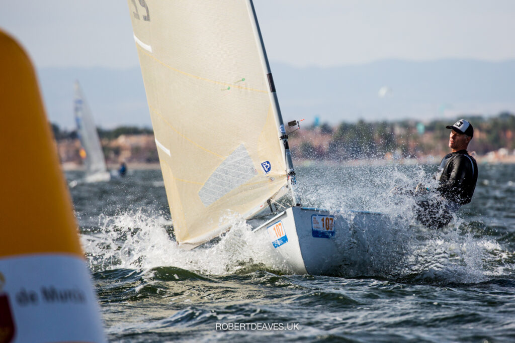 Paul McKenzie sailing towards a marker