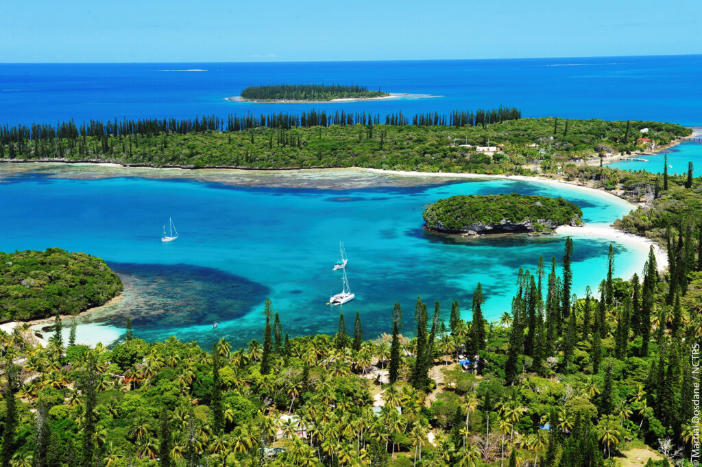 Aerial shot of Isle of Pines.