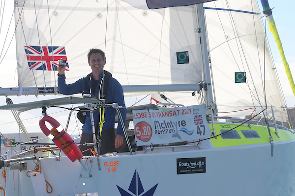 Peter Kenyon on his boat.