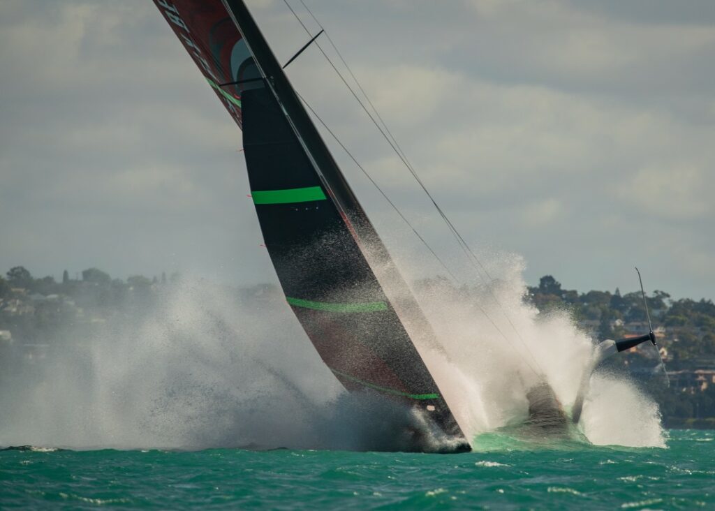 Emirates Team New Zealand nose diving.