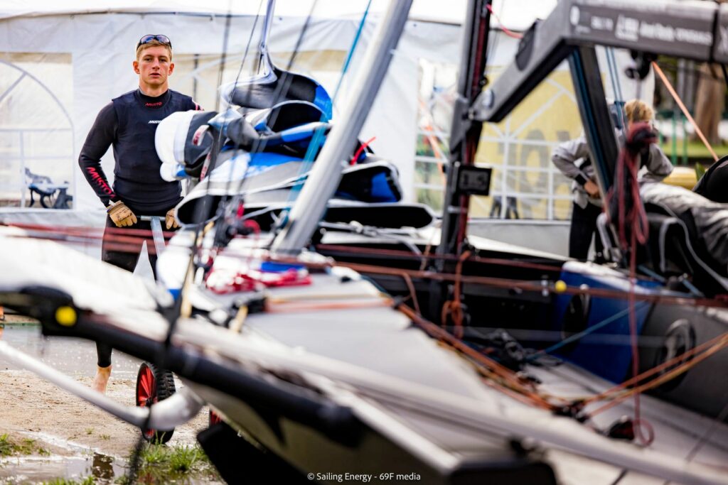 Lukas pulling the boat up the ramp.