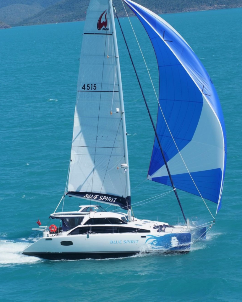 Blue Spirit on a kite reach at Hamilton Island Race Week.