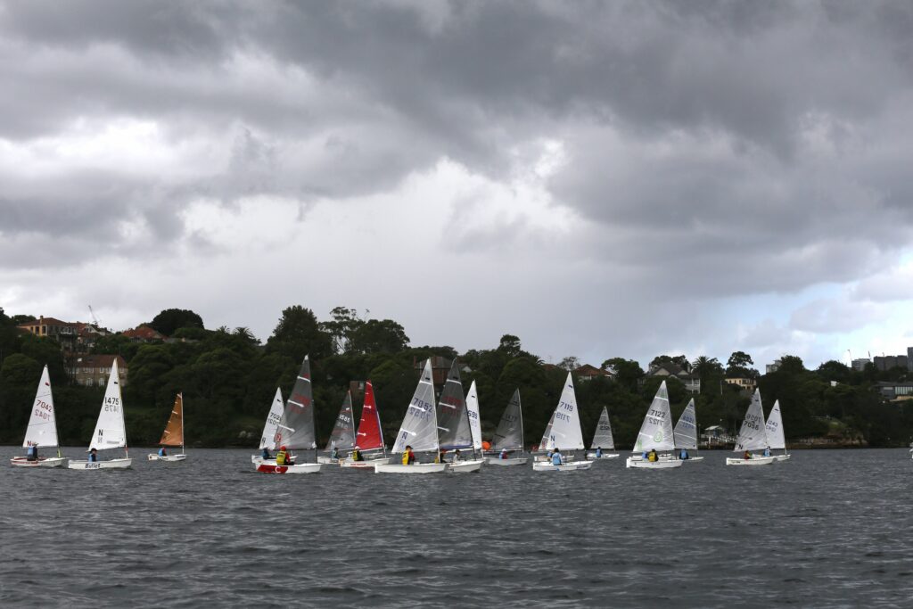 Fleet sailing upwind.