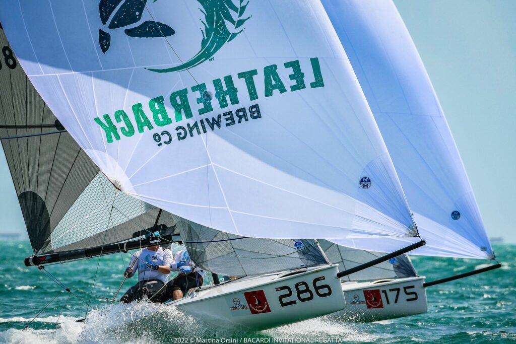 Two VXs on a kite reach, windward leeward.