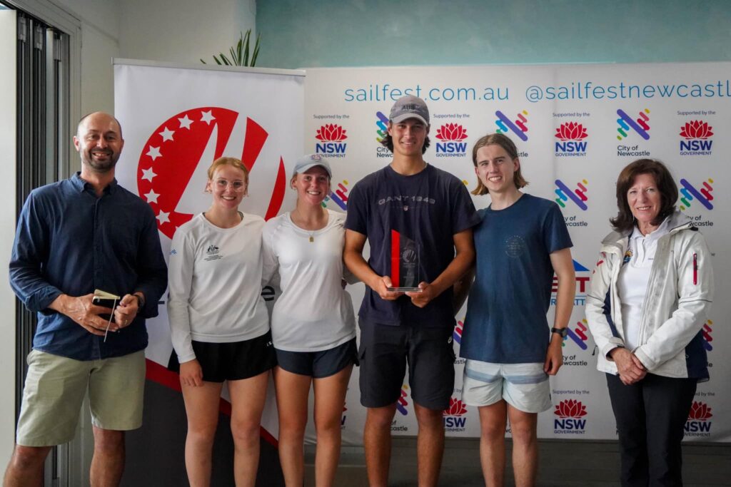 The Mornington Yacht Club team being presented with their trophies.