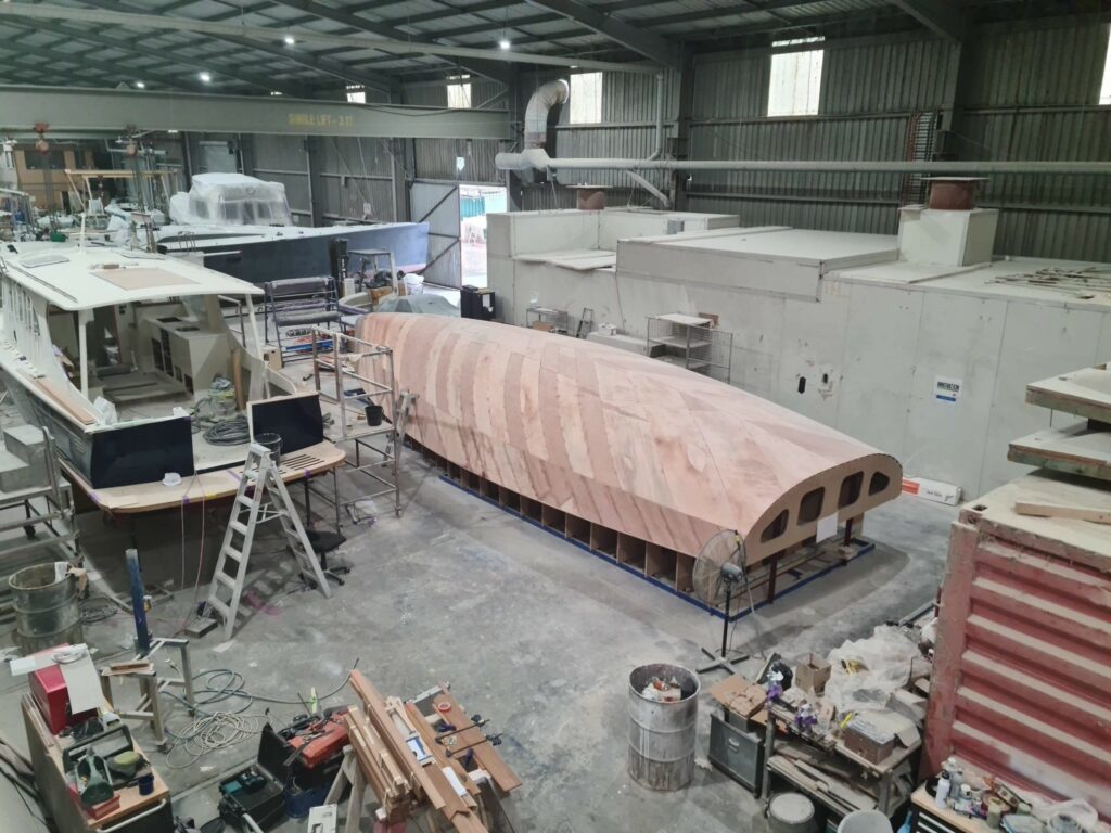 Aerial shot of the mould in shed.