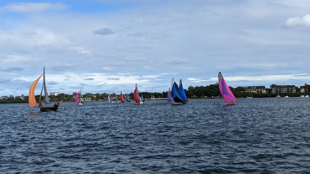 Cherub fleet on kite reach.