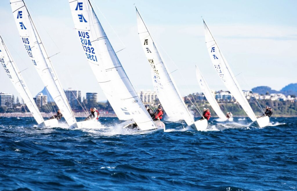 Fleet sailing upwind.