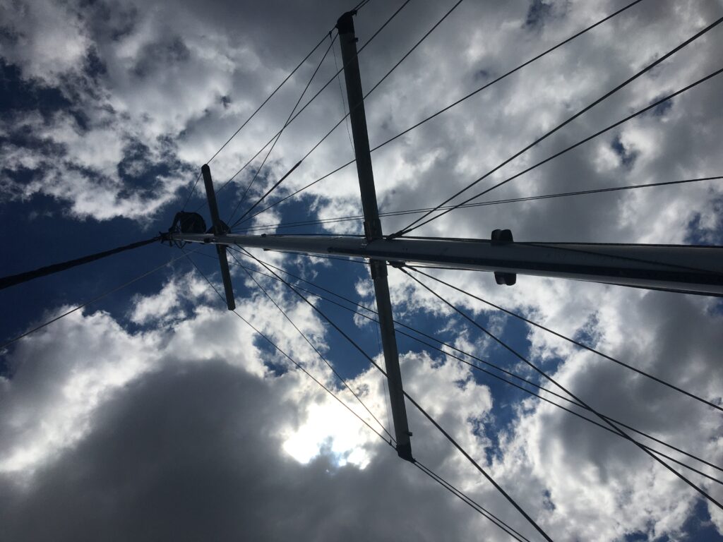 View of mast from deck.