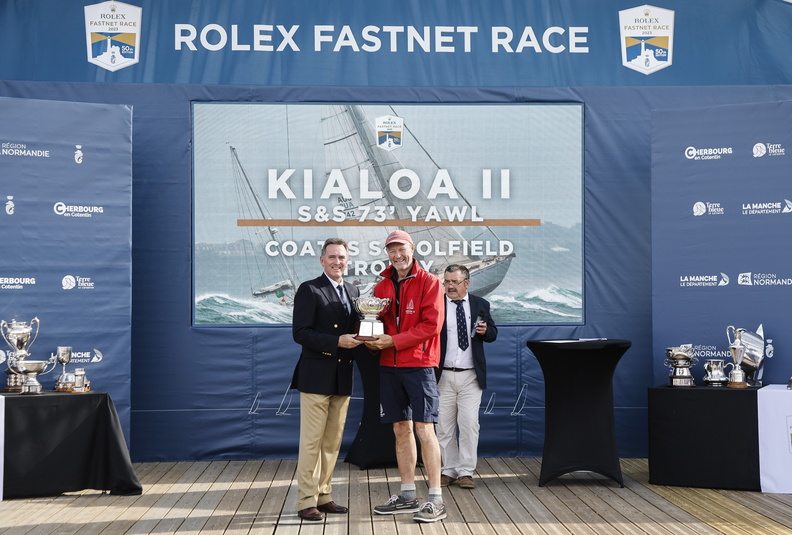 Paddy Broughton was awarded the Coates Scholfield Trophy for the yacht whose crew had sailed the furthest to compete. The vintage S&S 73 Kialoa II had sailed 14,136nm from Sydney, Australia © Paul Wyeth/pwpictures.com