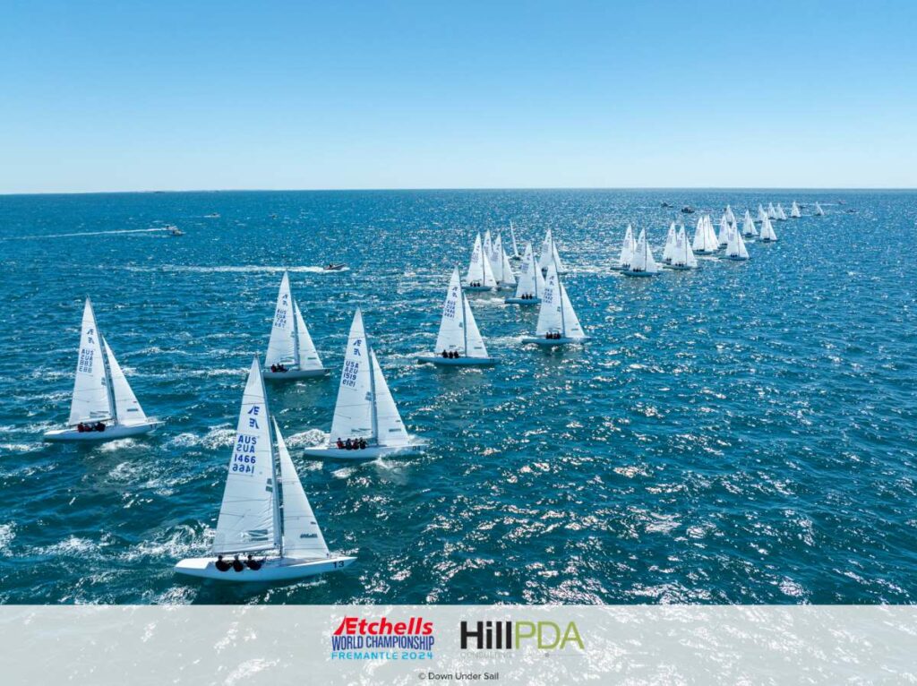 Fleet. 2024 Etchells Worlds. Photo Alex Dare, Down Under Sail