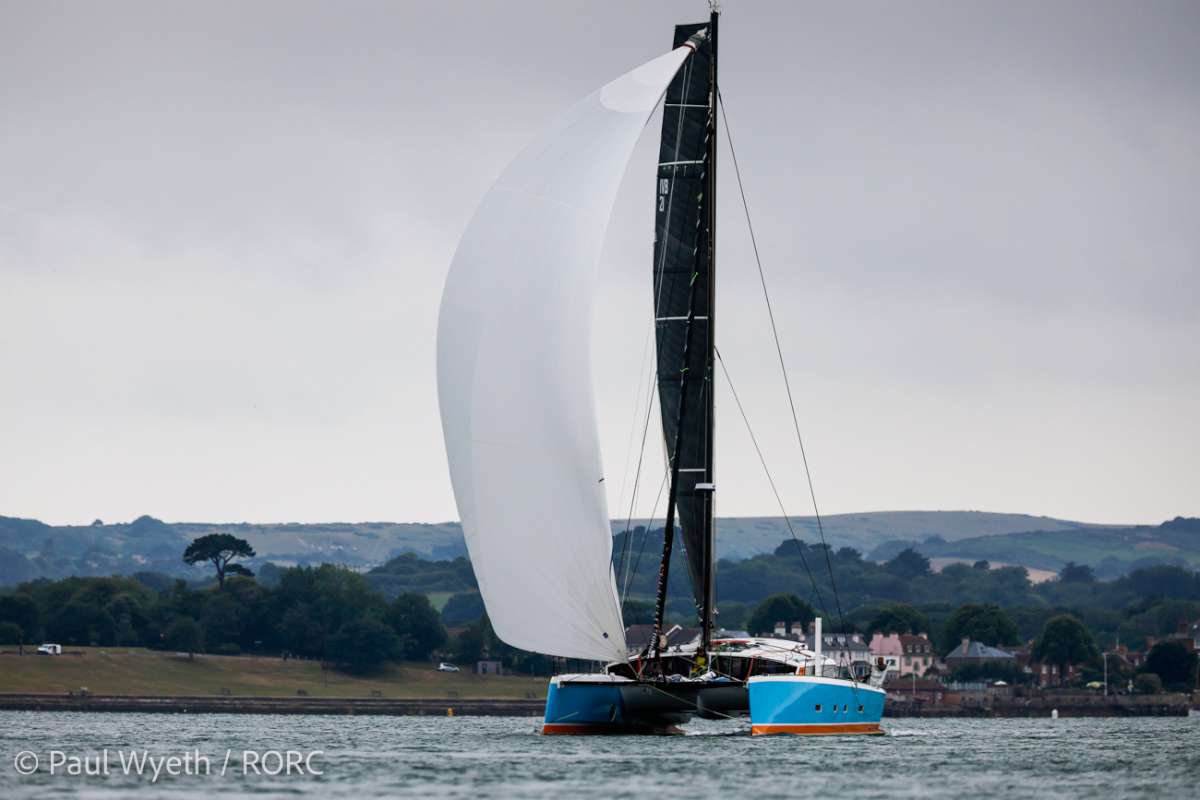 Ocean Fifty Calamity, co-skippered by Timo Tavio and Kimo Nordström, taking Multihull Line Honors in 13 days, 15 hours, 10 minutes and 52 seconds