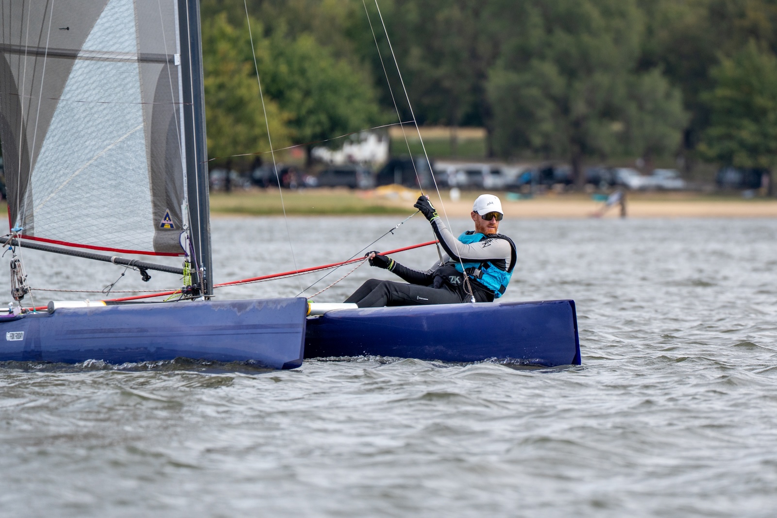 Canberra Yacht Club general manager Steve Hart racing on Lake Burley Griffin