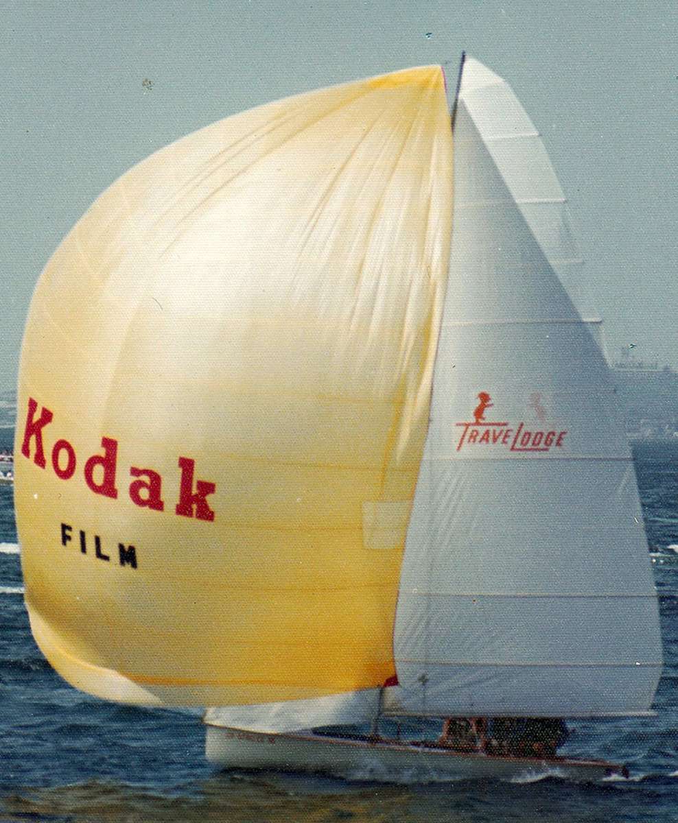 Travelodge International, 1973, skippered by Roger Welsh, was the first USA team to win a race at the worlds (Frank Quealey)