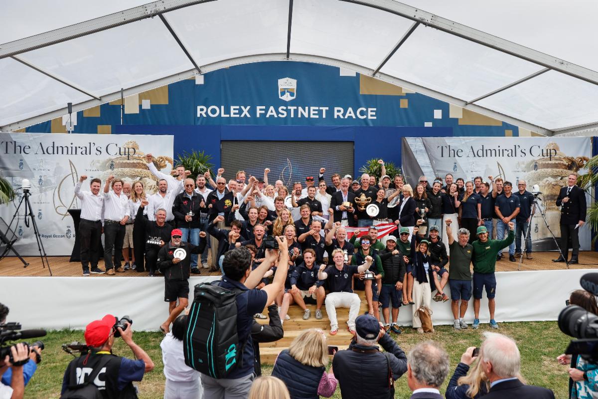Admiral's Cup teams celebrate their achievement at the final prizegiving © Paul Wyeth/RORC