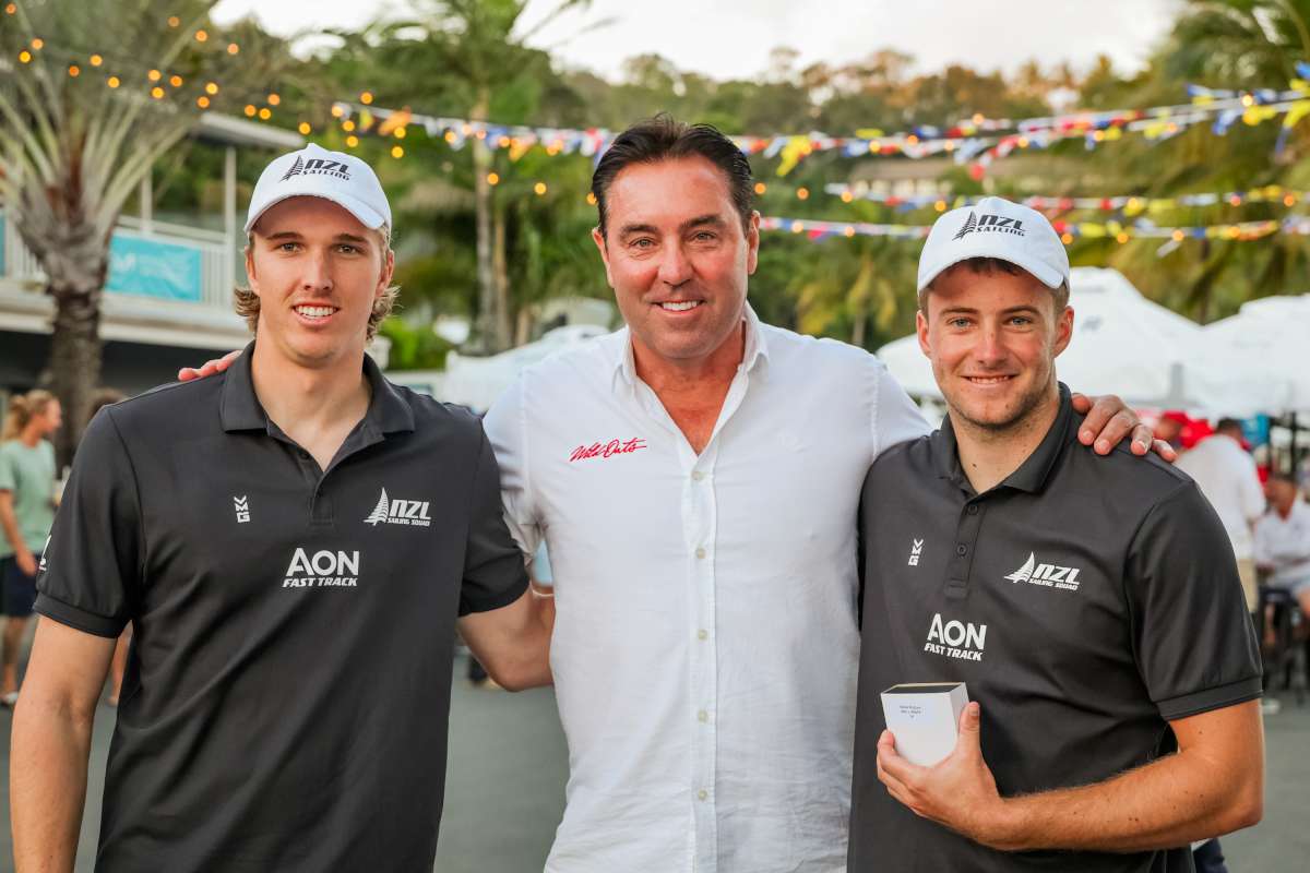 Mark Richards flanked by Seb Menzies and George Lee Rush - Hamilton Island Race Week C Salty Dingo