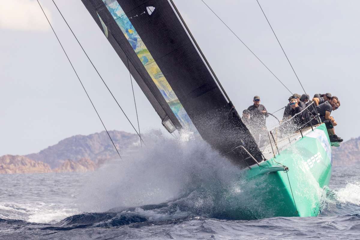 Jim Swartz at the helm of Vesper - second in the Maxi Grand Prix class today. Photo: IMA/Studio Borlenghi