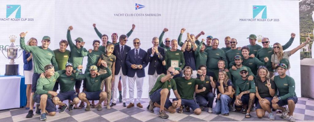 Maxi Yacht Rolex Cup 2025 - Giovanni Lombardi Stronati, Vasco Vascotto and the victorious Django 7X crew. Photo: IMA/Studio Borlenghi