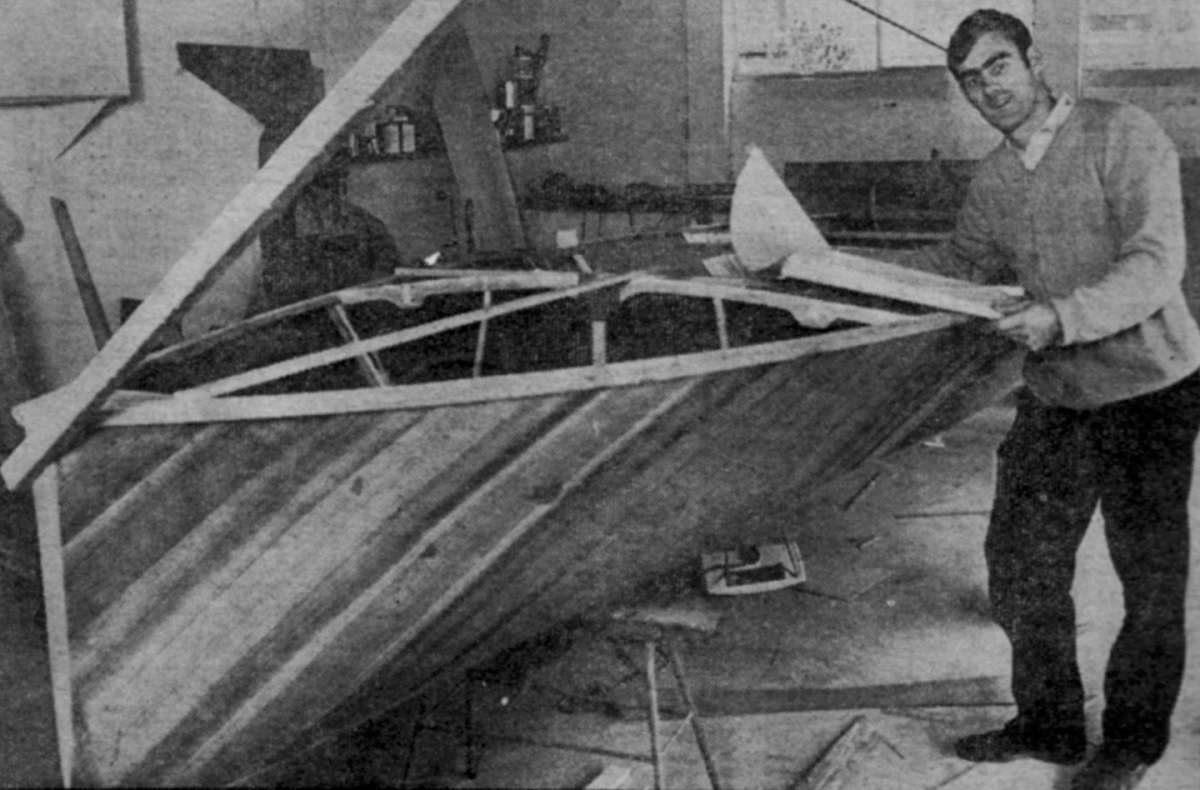Dave Porter with first Australian Bruce Farr hull (newspaper clipping)
