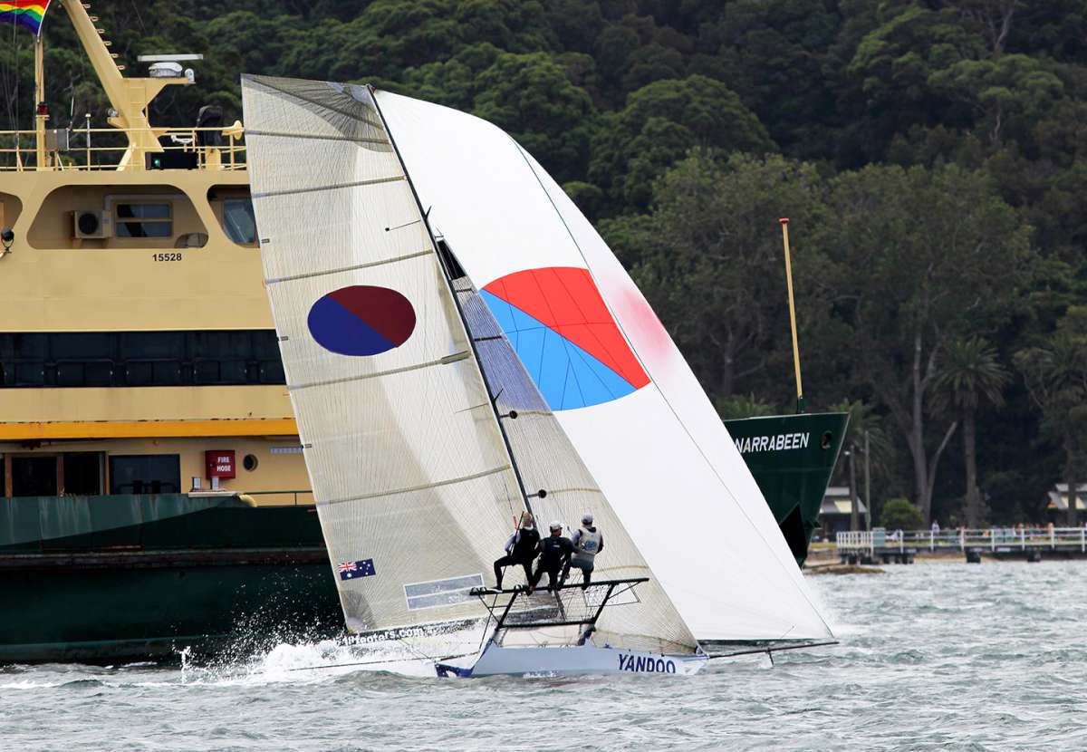 Outrunning a Sydney Harbour Ferry at the 2021 Giltinan Championship (Frank Quealey)