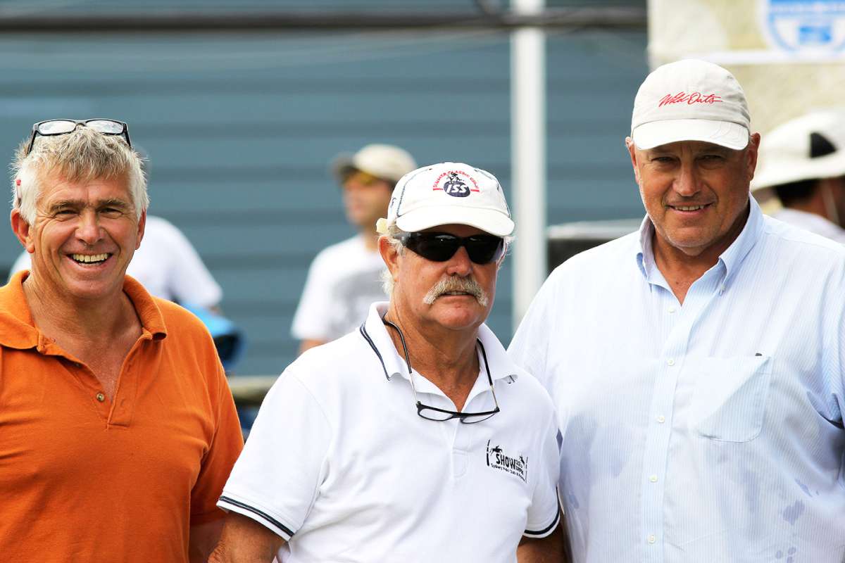 Three 18 footer legends, John with Iain Murray & Trevor Barnabas (Frank Quealey)