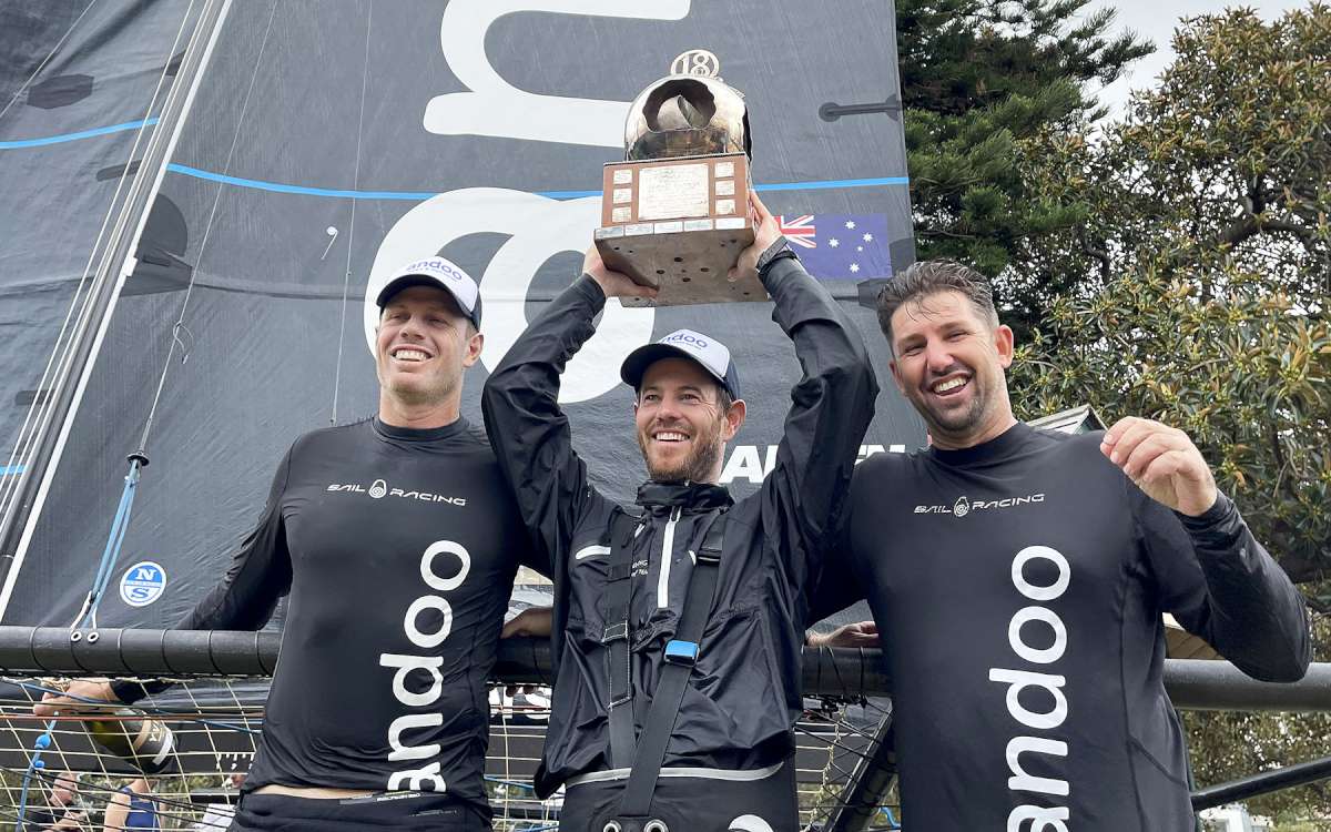 John (Herman) Winning and the Andoo crew after winning the 2023 Giltinan World Championship (Jess Crisp)
