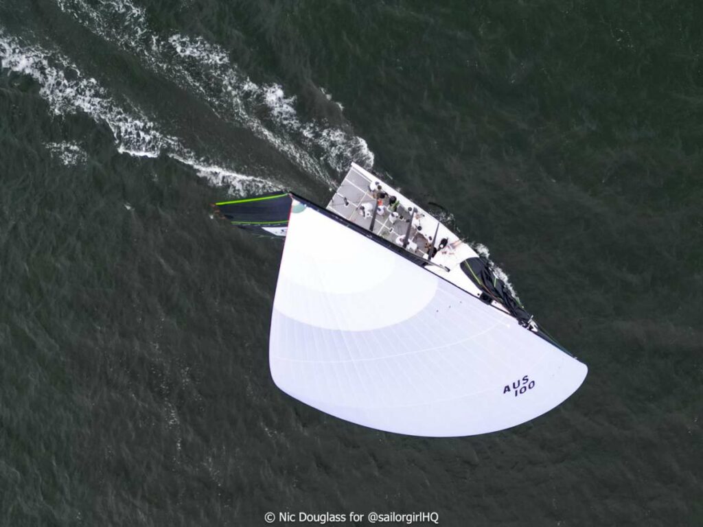 Hooligan scooting with Katie Spithill on the helm - Credit - Nic Douglass - @sailorgirlhq