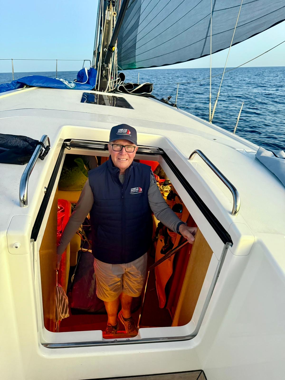Alan Hill in Cooloola's companionway late yesterday - pic courtesy Cooloola