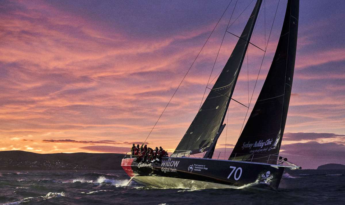 A spectacular sunrise as Celestial V70 nears the finish line of the 2024 Rolex Sydney Hobart. Credit - Carlo Borlenghi - ROLEX