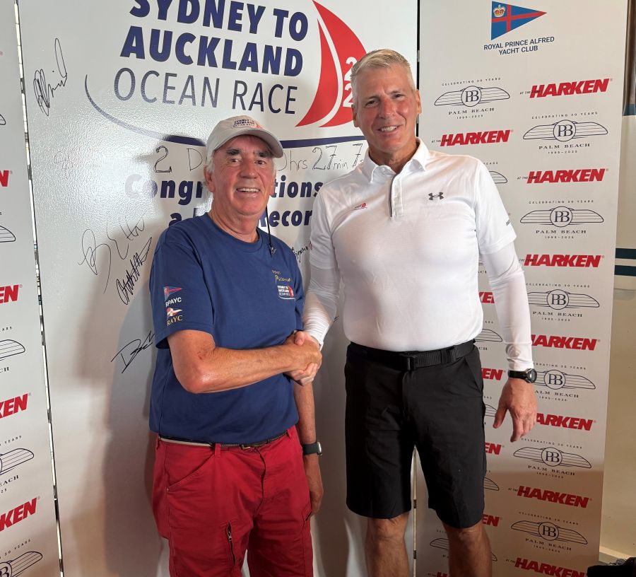 RPAYC Commodore Rob McClelland & Bryon Ehrhart, owenr of Lucky at RAYC 14.10.25 - RPAYC media pic