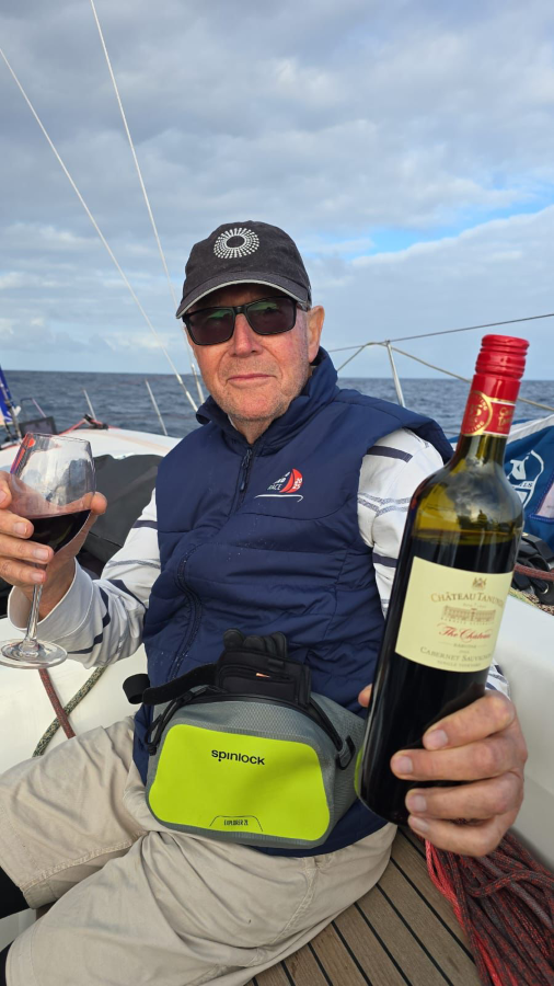 Alan Hill enjoying a glass of Cab Sav at Happy Hour - pic courtesy Cooloola