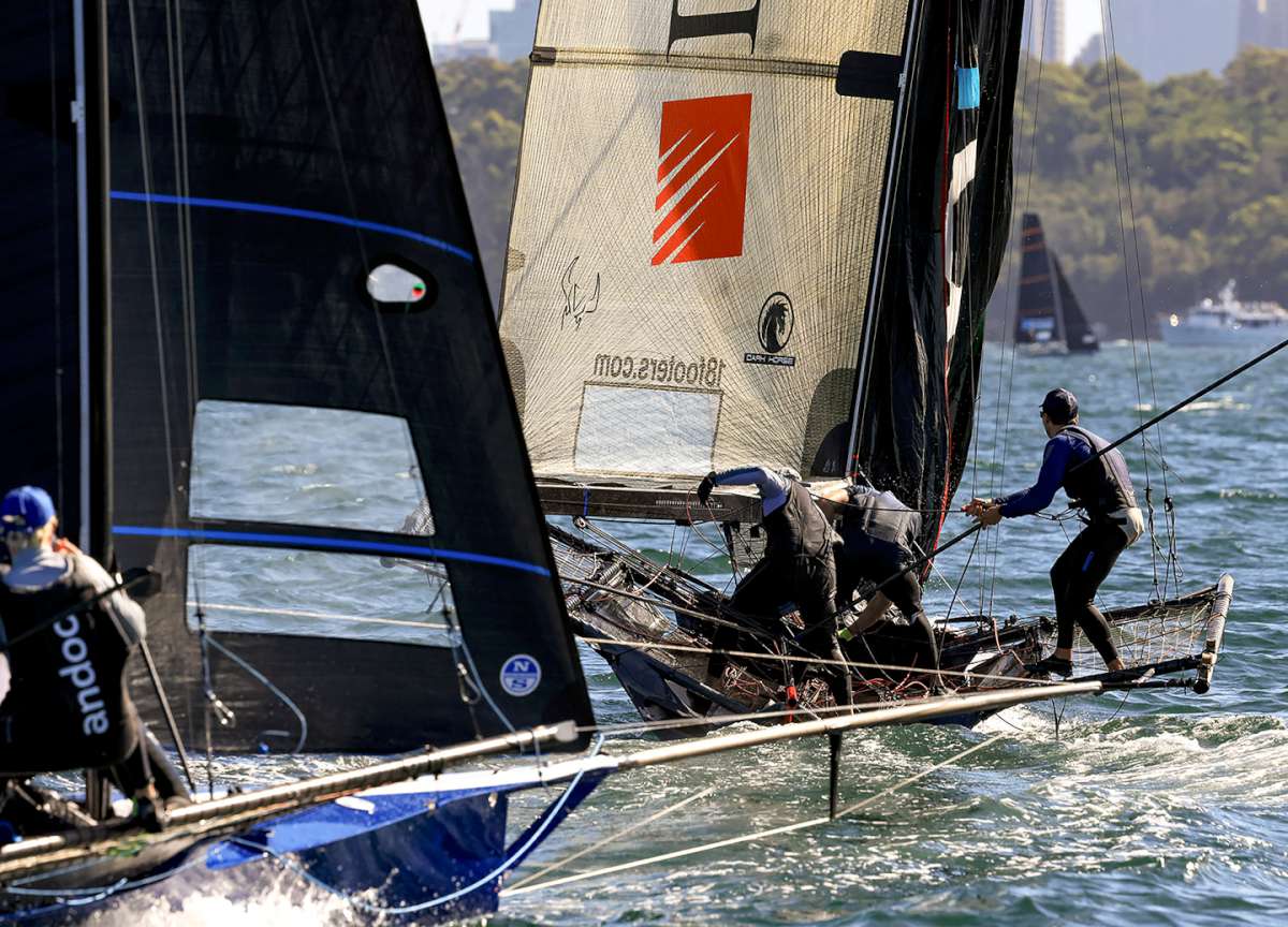 Lazarus just ahead of defending champion Andoo at the 2024 Giltinan Championship (SailMedia)
