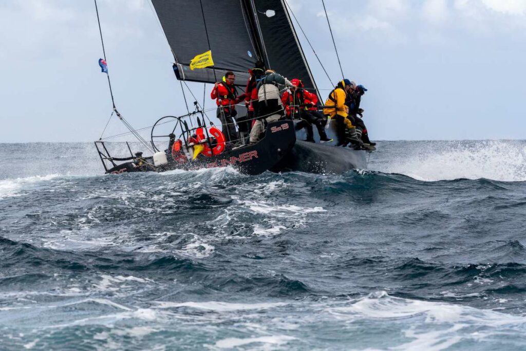 Scarlet Runner keeps pace with multihulls at the 2024 Westcoaster Photo by Michael Currie-1200