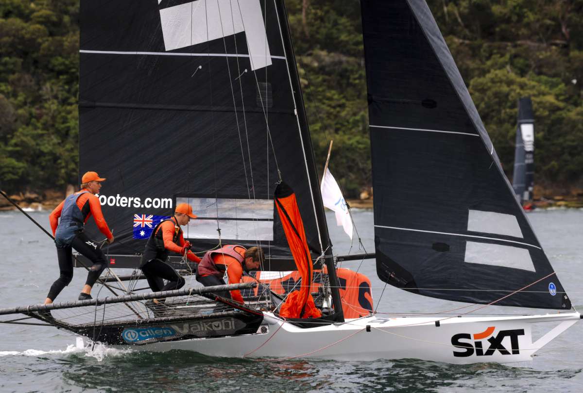 Sixt crew going for the spinnaker for the run home in Race 3 (SailMedia)