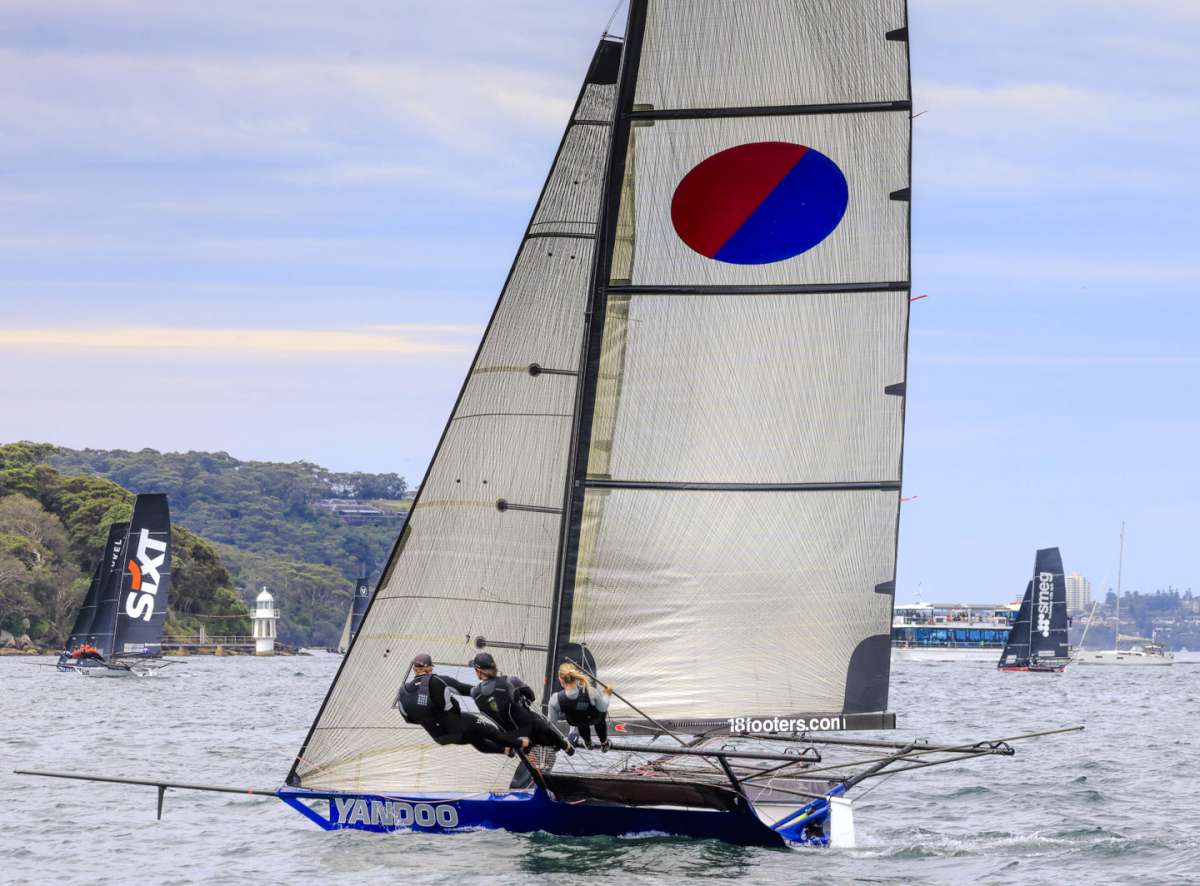 Tash Bryant holds an early lead with Yandoo in Race 3 of the Spring Championship (SailMedia)