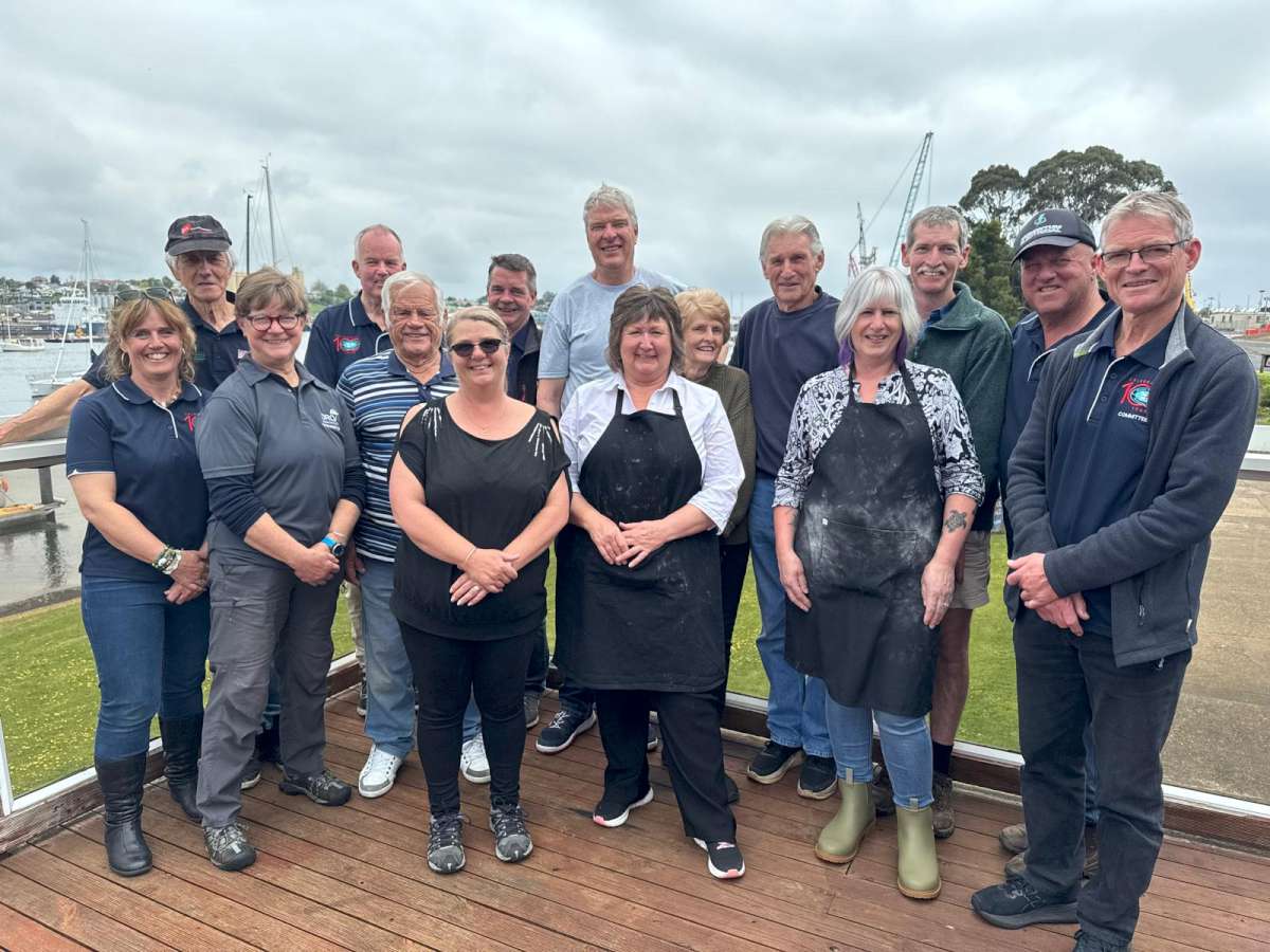 A few of Mersey Yacht Club and ORCV volunteers; Far left Sam McGrath MYC Commodore and in the back grey shirt ORCV Vice Commodore Paul Roberts