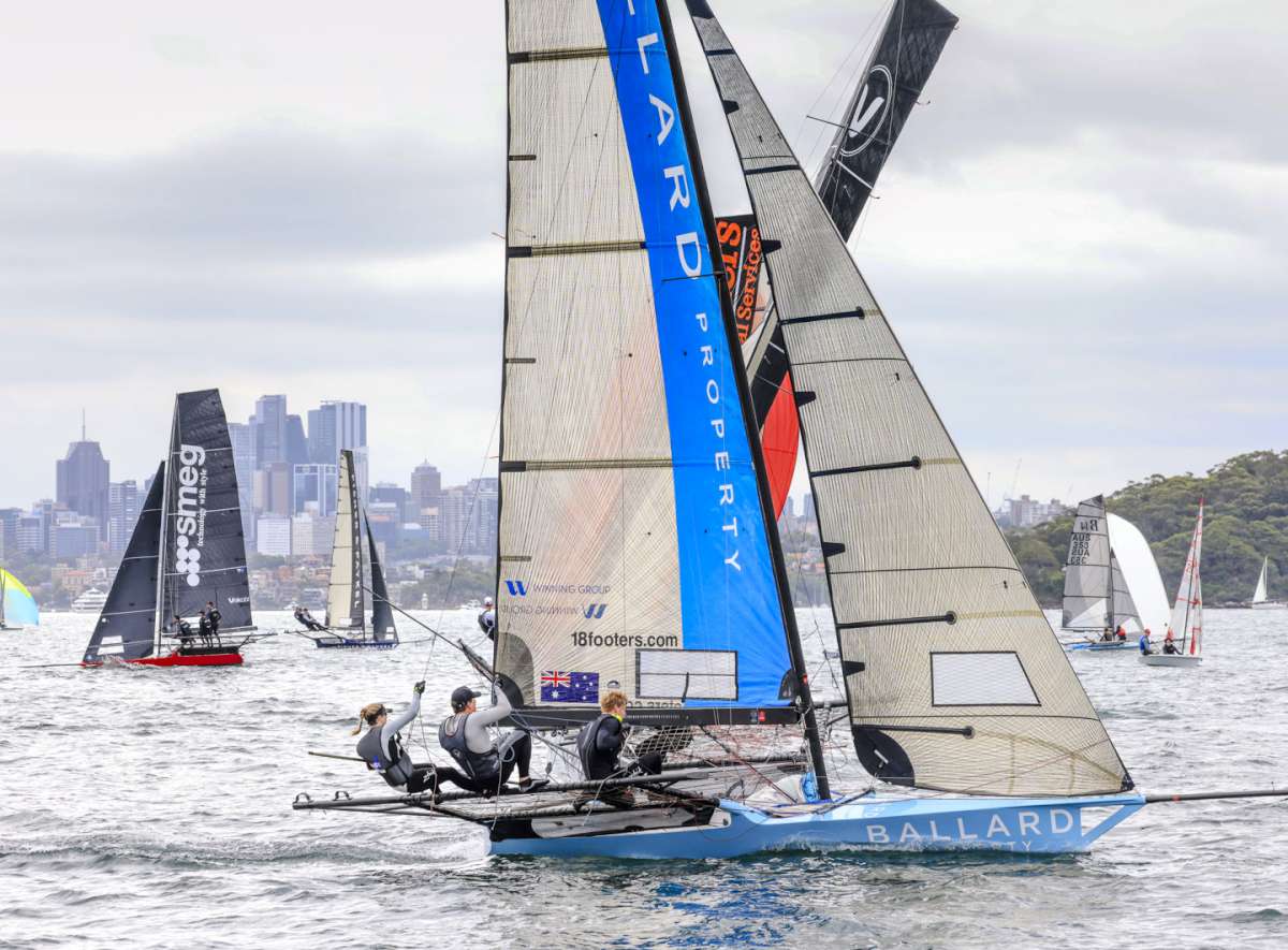 Bec Hancock has Sotheby's Ballard Property in third place at the weather mark (SailMedia)