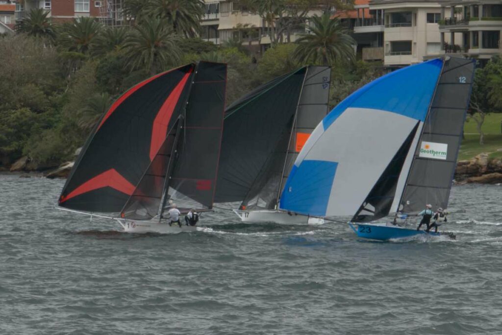 Today's top three in a tight tussle - pic courtesy 12ft skiffs